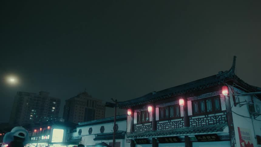 Old city streets in shanghai at night