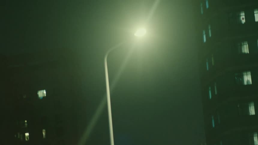 Bright streetlight in the city at night