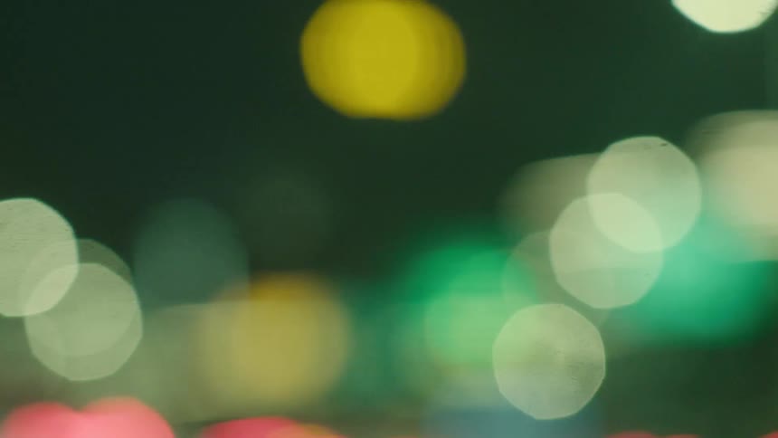 The lights are out of focus and blinking