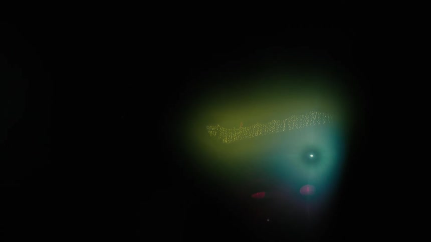 The light is briefly colored
