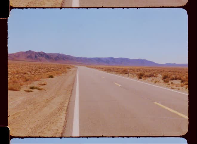 A road through the desert caught on vintage film