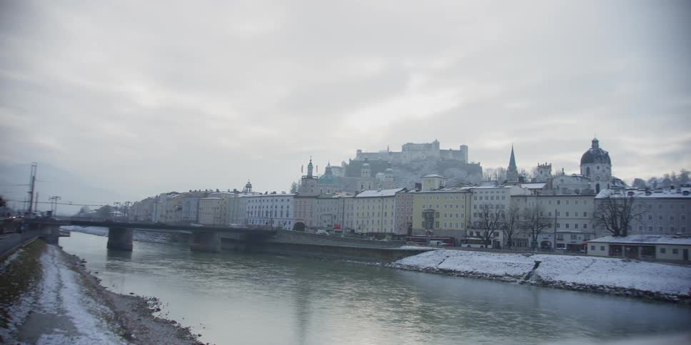 Panorama of Salzburg, Austria from across the River Salzach