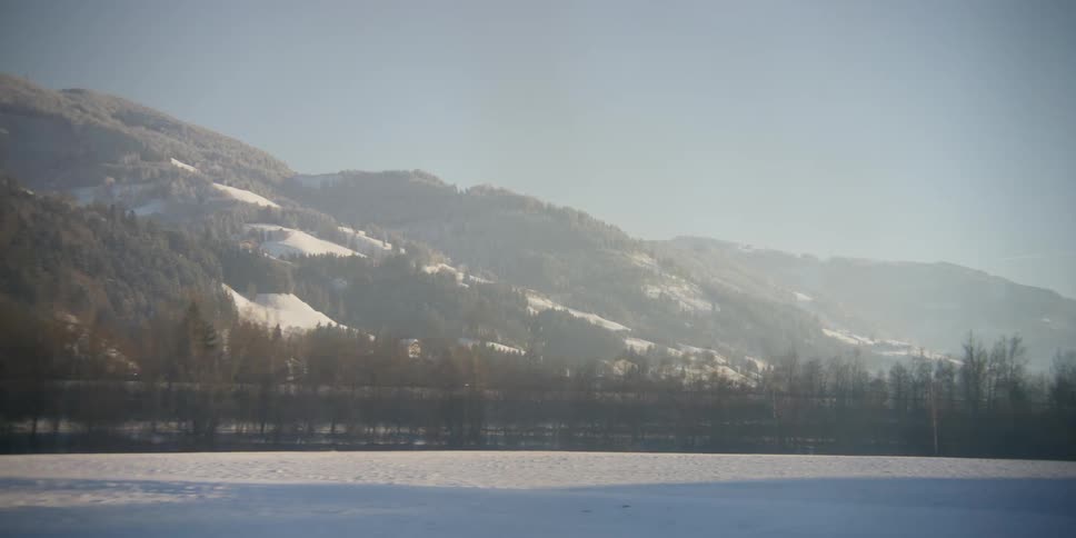 Driving along the Alpine foothills of Salzburg, Austria