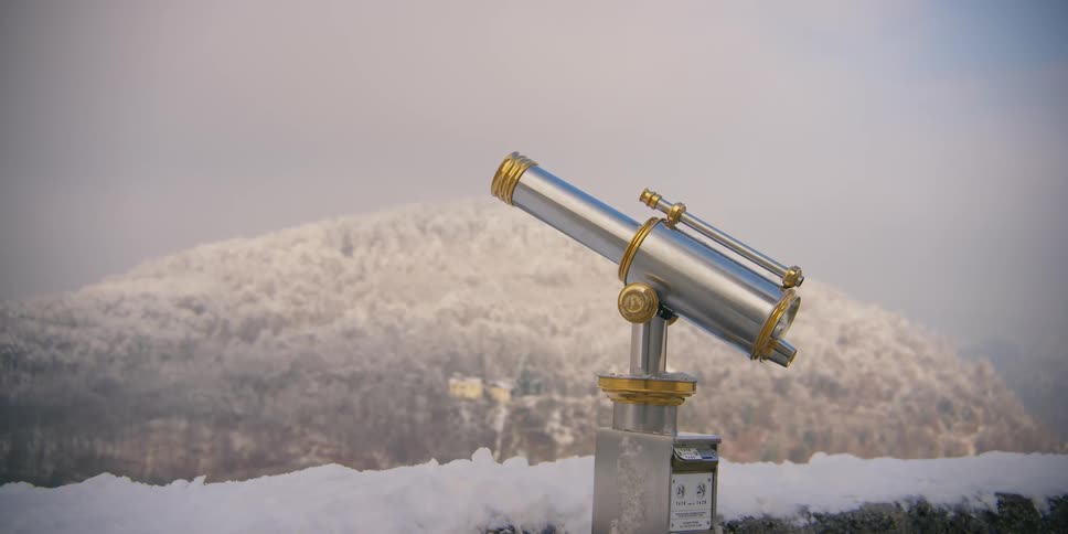 Telescope on the walls of the Hohensalzburg Fortress in Salzburg, Austria