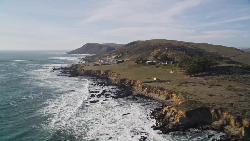 A farm is near the coast