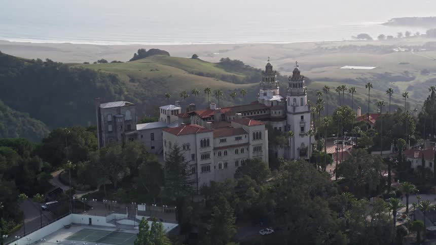 A resort is on top of the mountain
