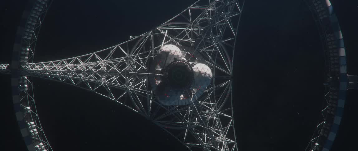 A large space station rotating