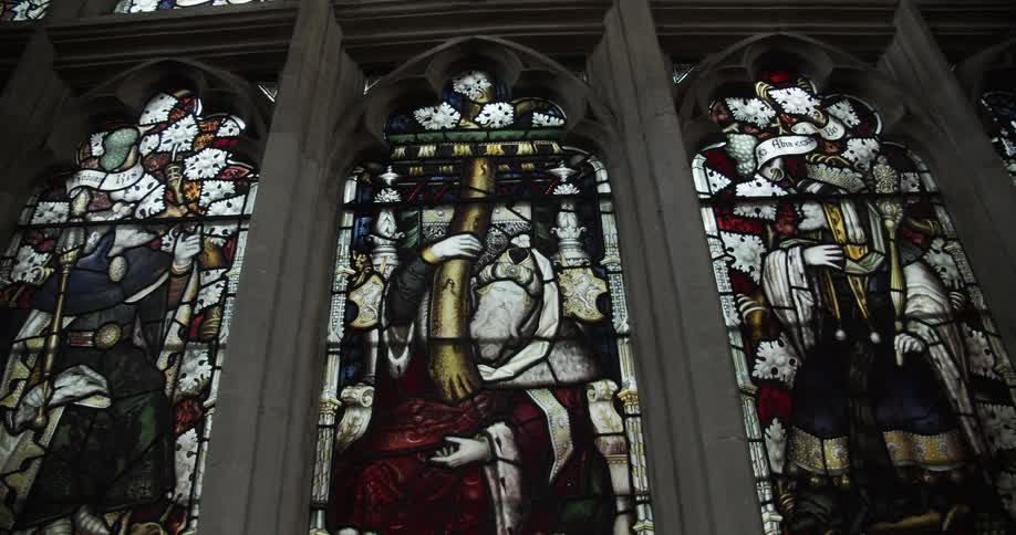 Interior architecture of the windows of a cathedral with arts