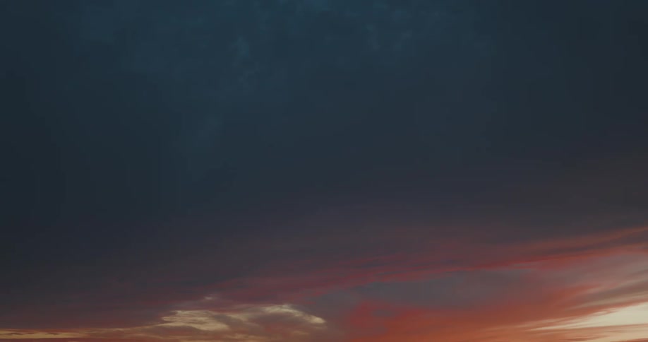 Colorful clouds reflect the sunset ligh
