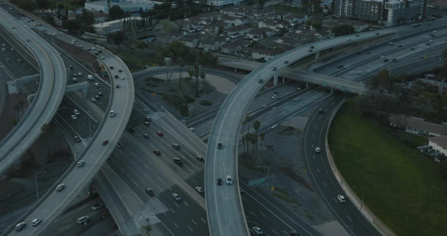 Traffic travels on the roads in the city