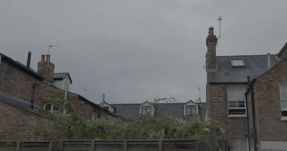 Residential neighborhood with houses in a dubbed day