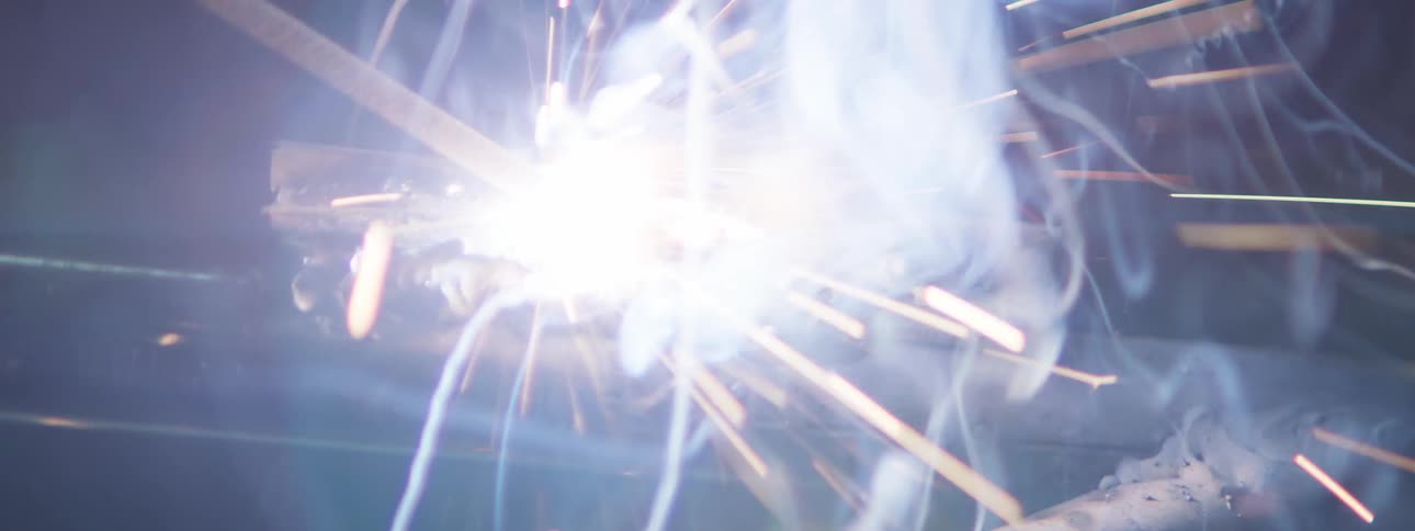 A piece of metal being welded