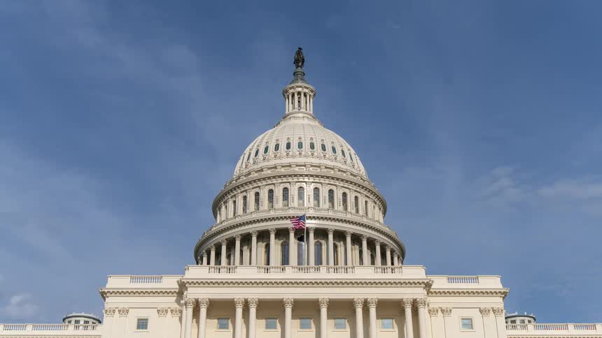 Time lapse of clouds moving over the united states capitol building in washington dc