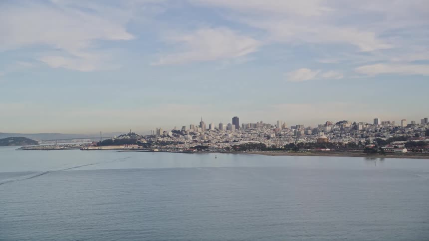 Aerial view of the san francisco skyline in the distance