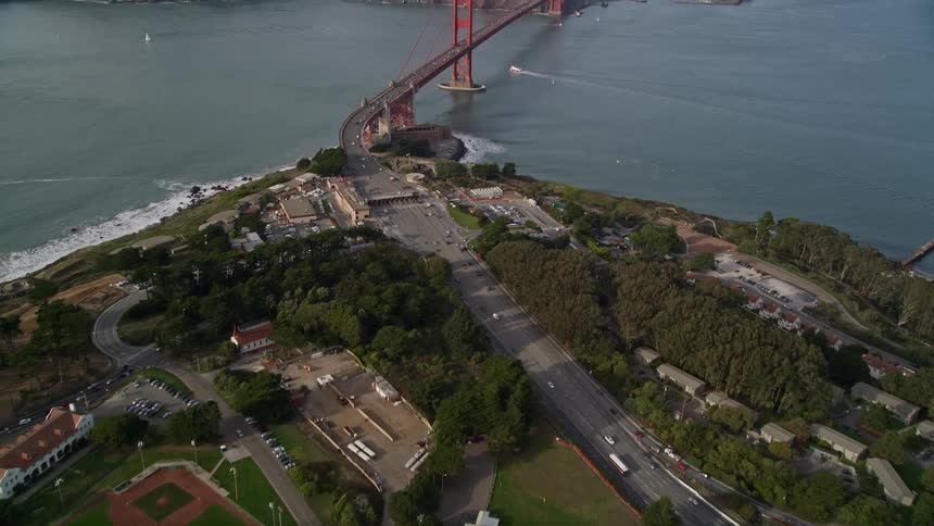 Aerial view of suburbs next to the golden gate bridge