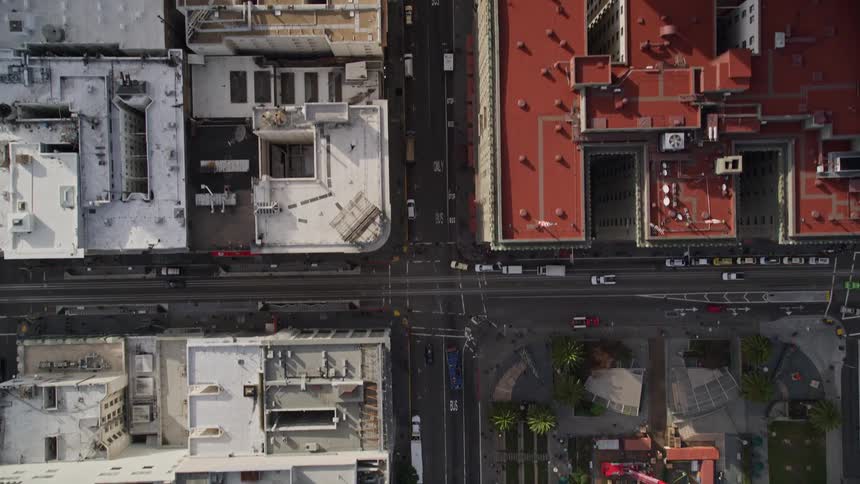 Tall buildings fill the city blocks