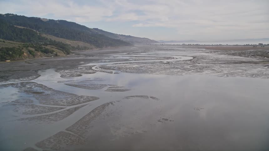 Fog covers the coast line
