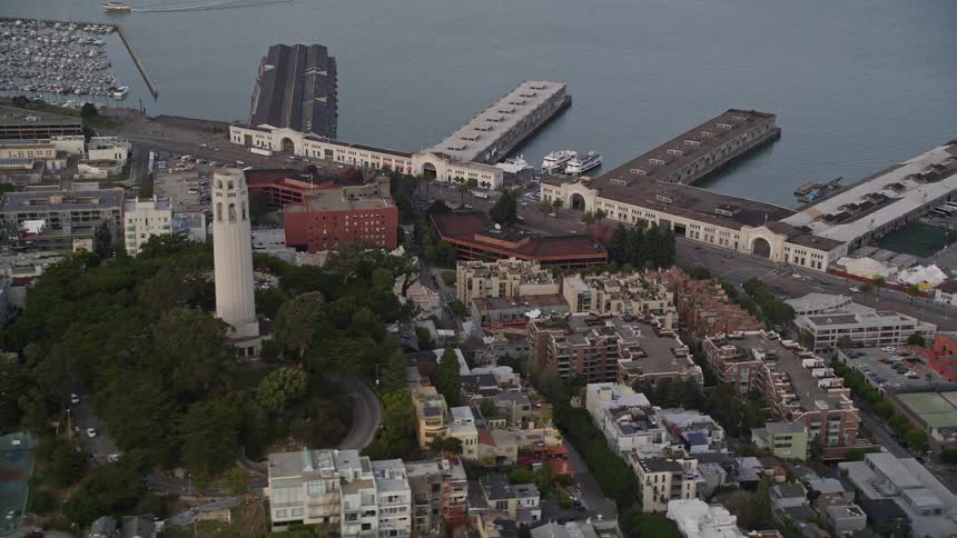 Aerial view of the port and city of san francisco