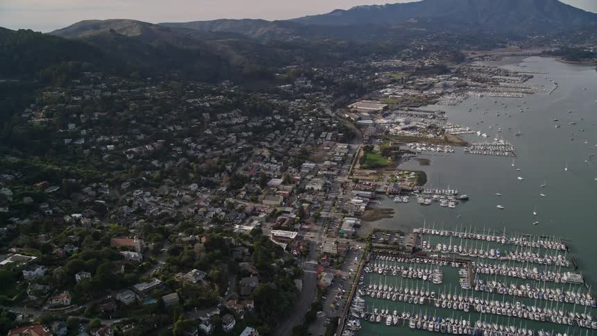 Aerial view of the marina bay in sausalito california