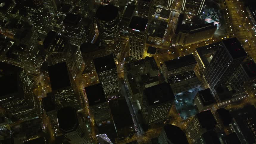 A night aerial clip of a city
