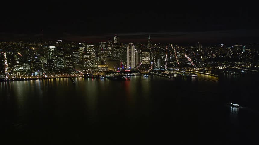 Aerial view of san francisco at night