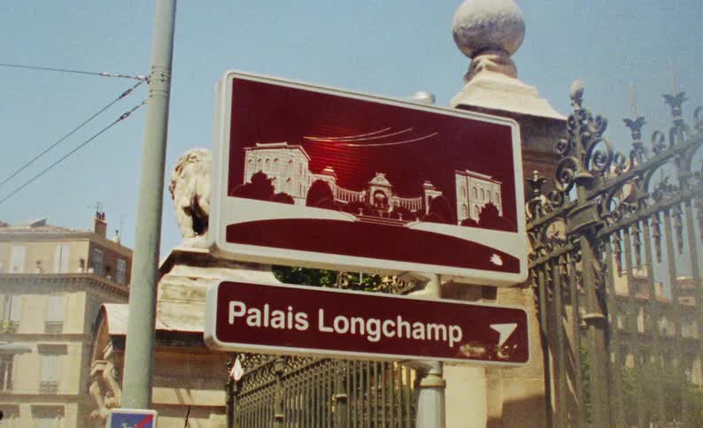 Signpost on the facade of the monument in marcelina france palais longchamp