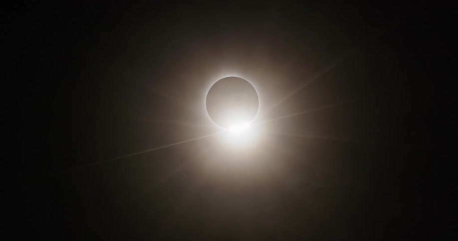 The moon covers the sun during an eclipse