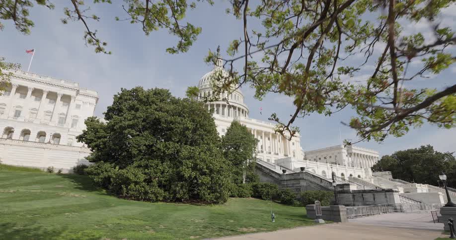 Stairs lead up to the capitol building