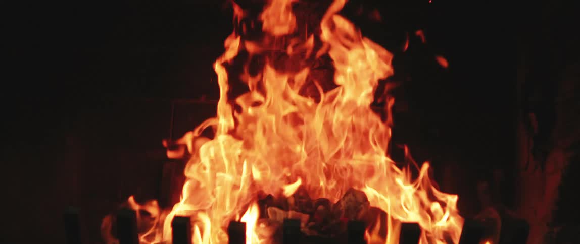 Fire lit inside with strong embers