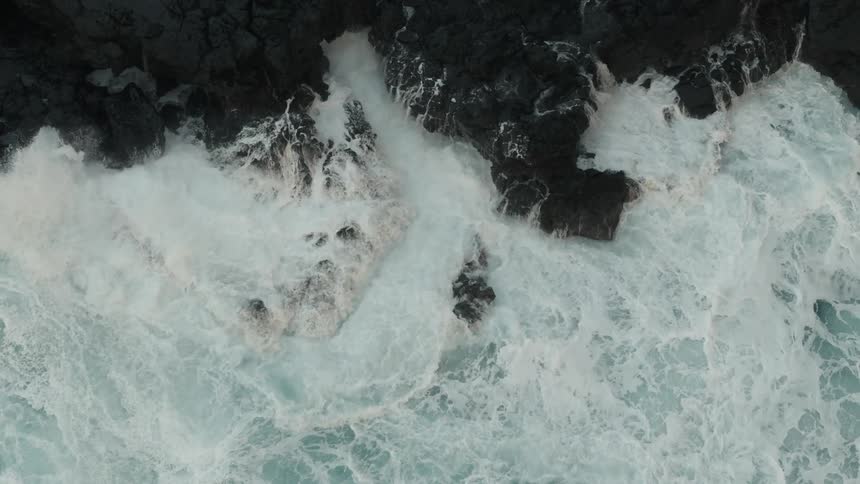 An aerial clip of a sea shore
