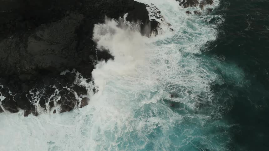An aerial clip of a sea shore