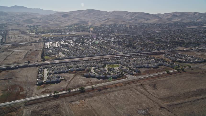 An aerial clip of a community in a rural aeria