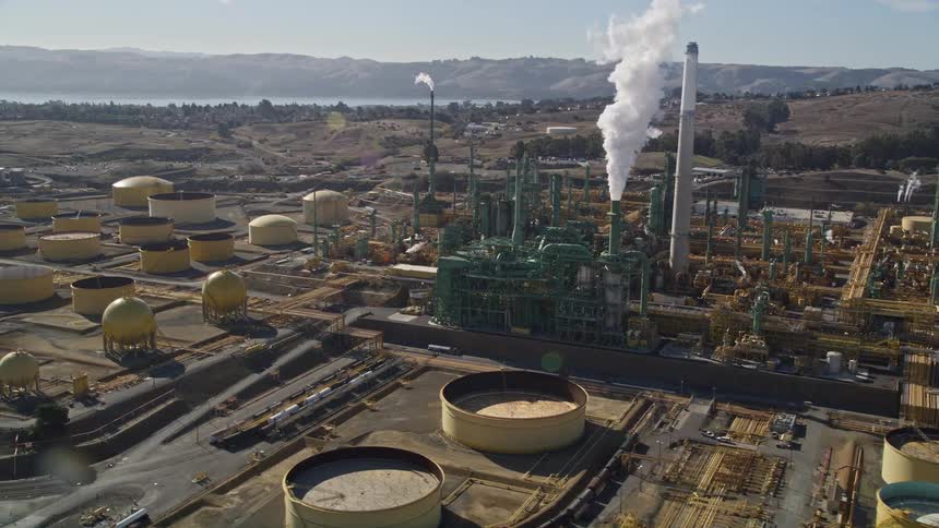An aerial view of the valero benicia refinery in benicia ca