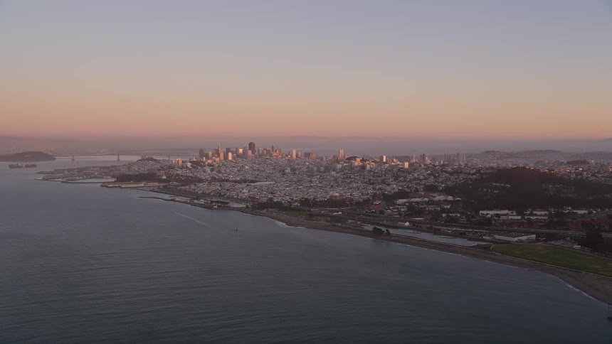 Aerial view of the san francisco city skyline in the morning