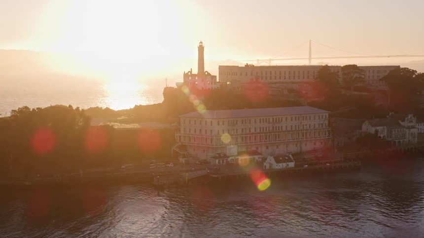 Alcatraz island in a bay outside of san francisco