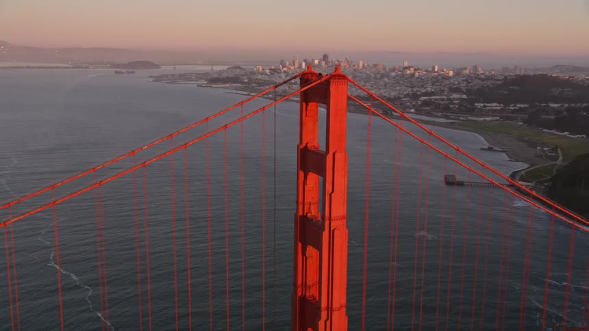 The golden gate bridge leads to the city
