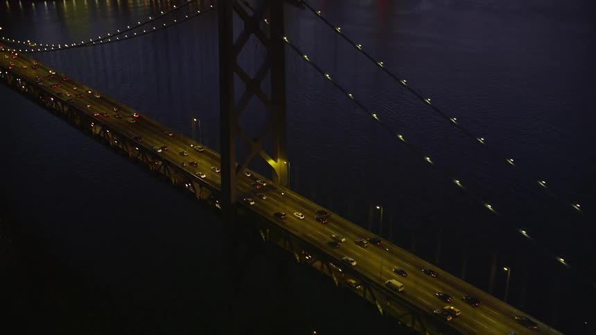 Aerial view of the city of san francisco and the golden gate at night