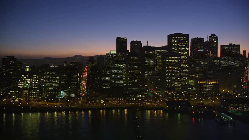 Aerial view of the city of san francisco at dusk