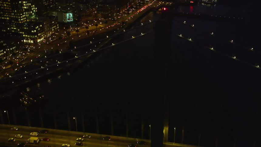 Aerial view of the city of san francisco and the golden gate bridge at night