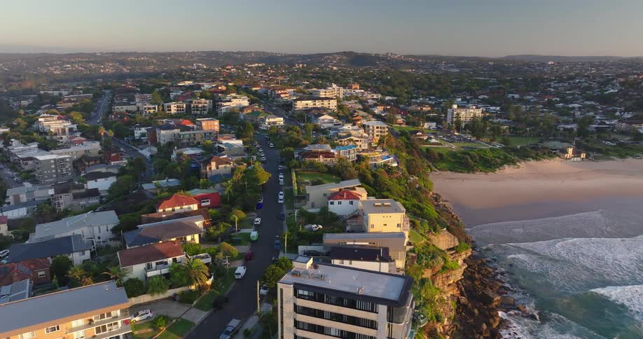 Suburbs of a city sitting near a beach
