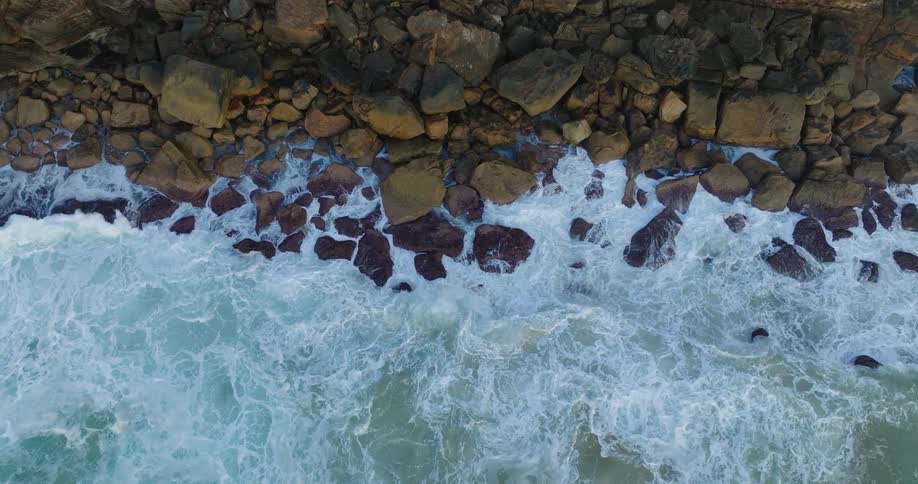Heavy surf pounds a rocky coast