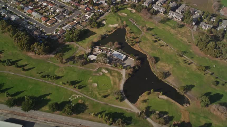 An aerial clip of a rural community
