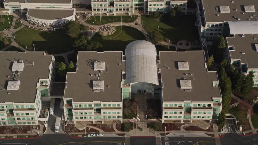 A large facility sits in a suburban area