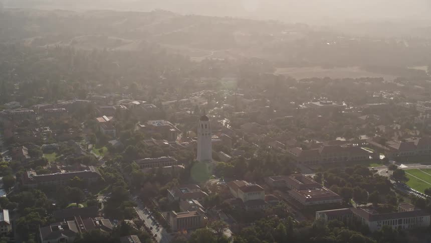 Aerial view of the stanford stadium stanford campus and surrounding cityscape