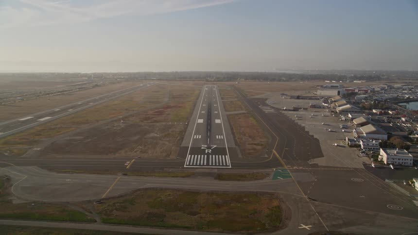 An aerial clip of an airfield