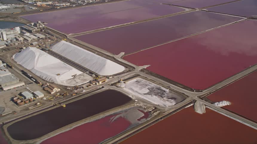 Aerial panorama of water treatment river channels