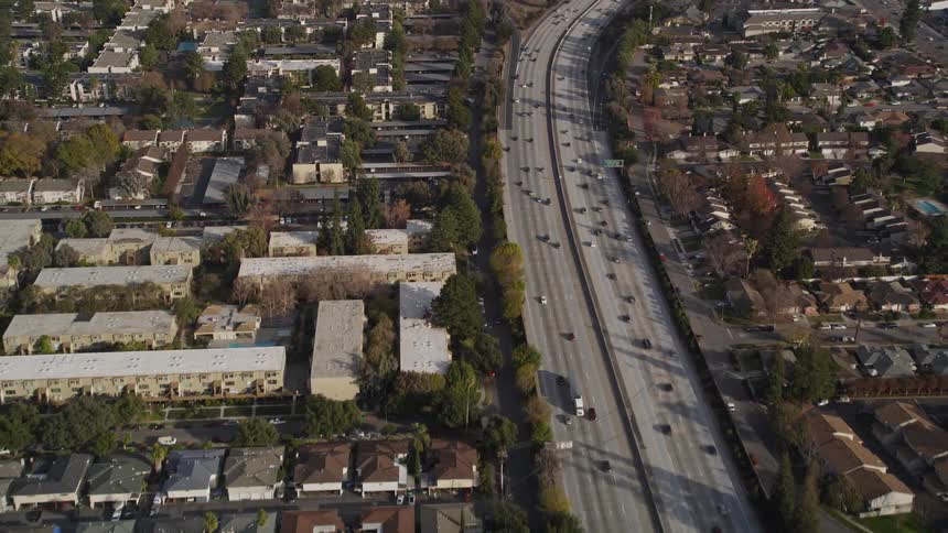 An aerial clip of an urban community
