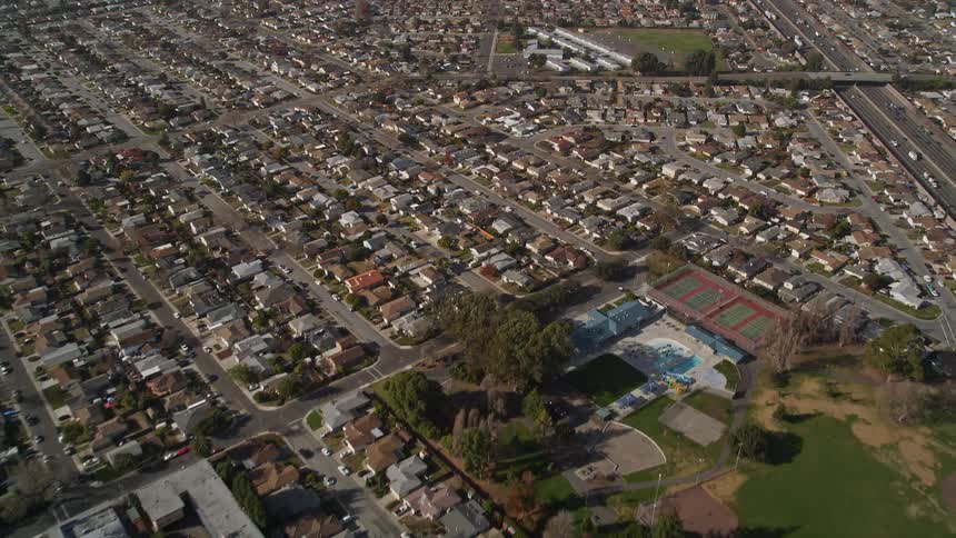 A large suburban area near a city