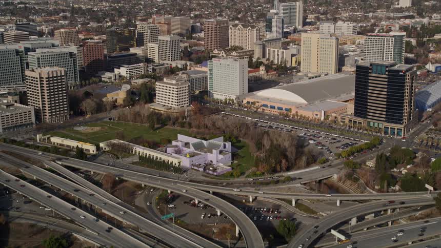 Highways near a city downtown area
