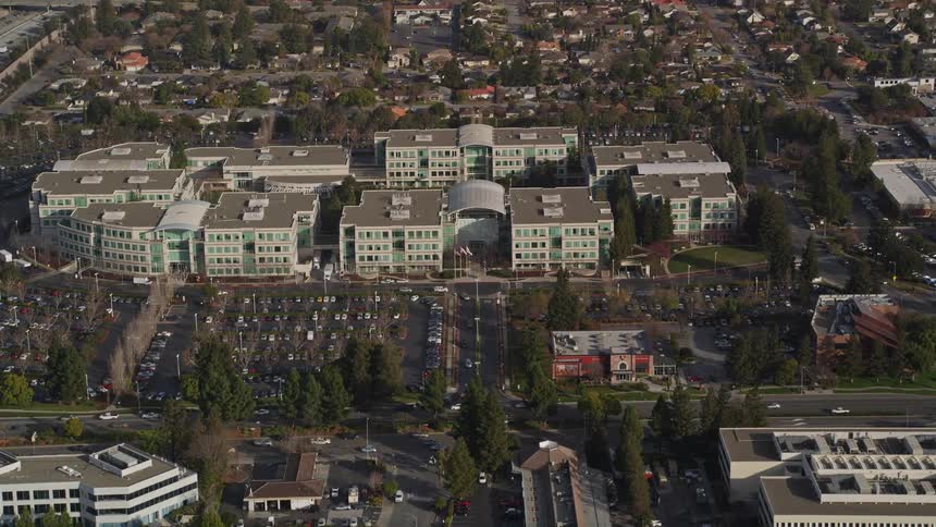Aerial view of the apple campus and surrounding area